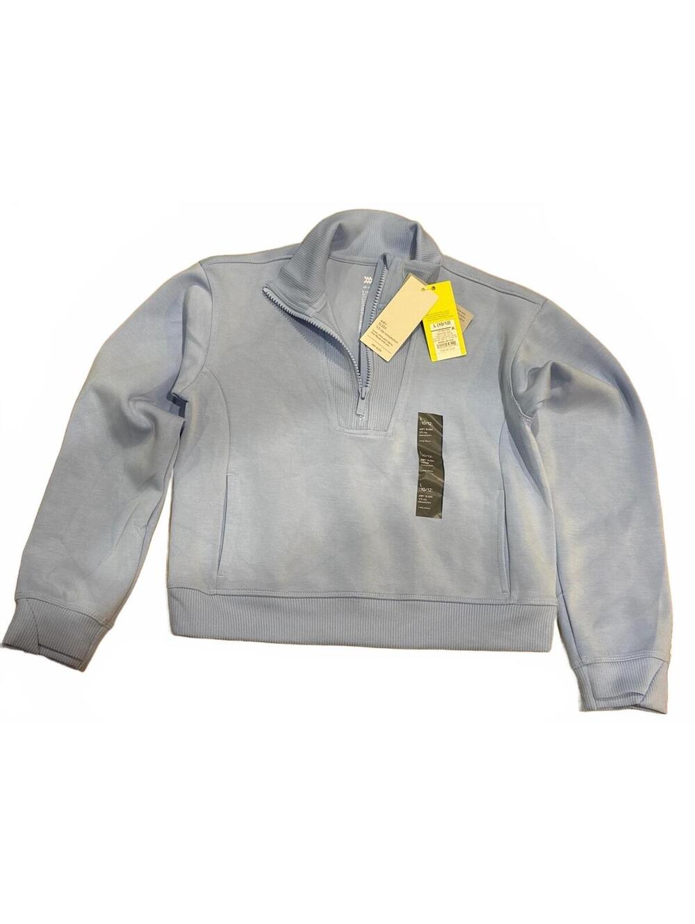 All in Motion Girls Airy Sleek 1/2 Zip Sweatshirt Blue Size L 10/12 NWT